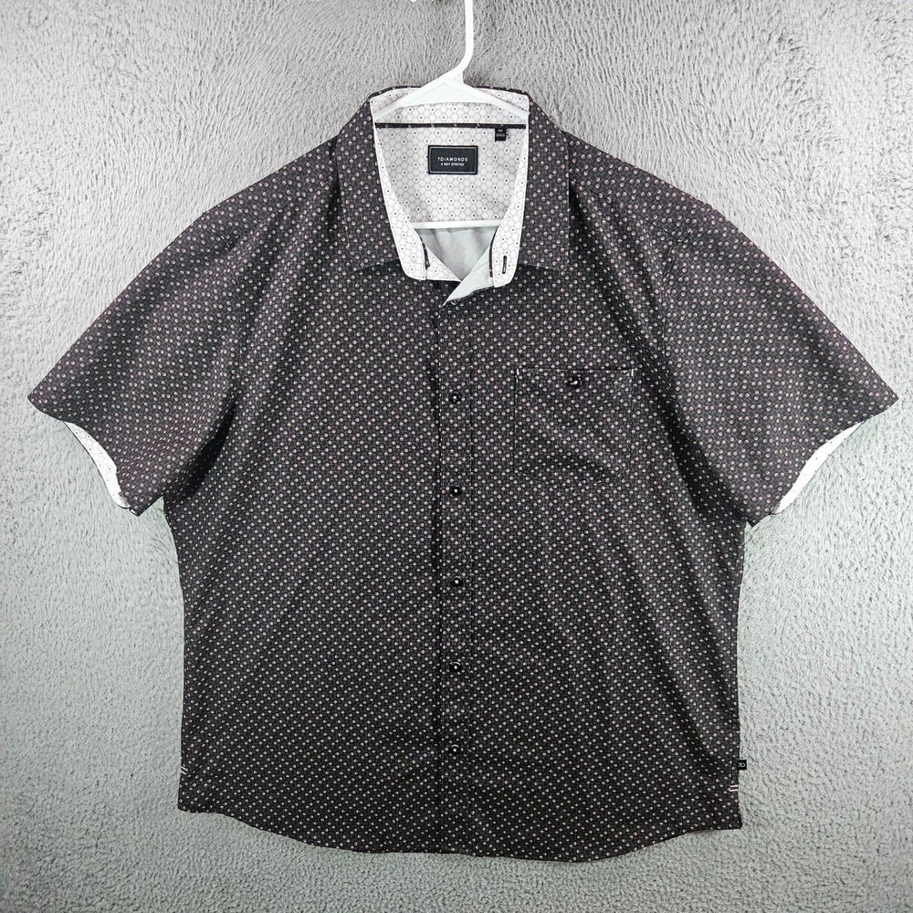 7Diamonds Lunar Shift Shirt Mens‎ XXL Black Pink Geometric 4-Way Stretch
